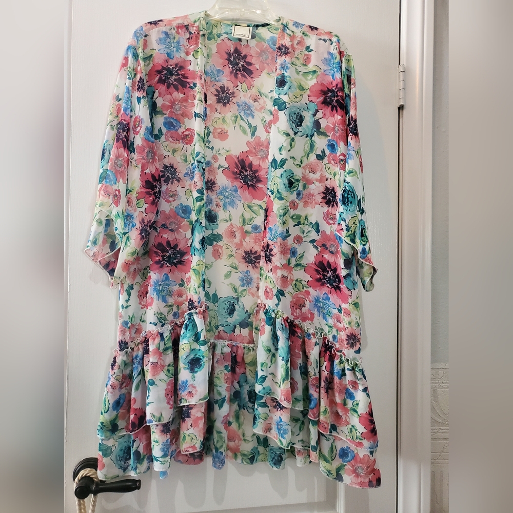 Meraki Multicolor Floral Kimono Cardigan M-L
